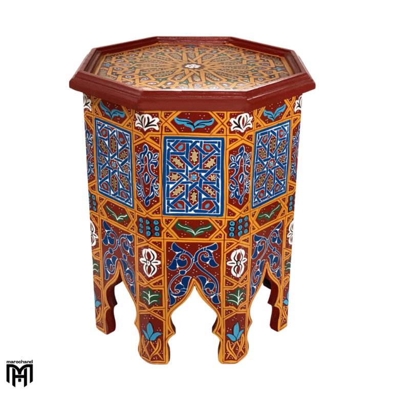 Moroccan BAHJA Colorful Tea Table | Arabic Hand-Painted Wood Coffee Table