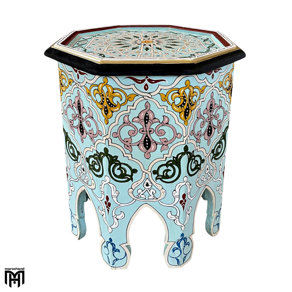 Moroccan Soulman Oriental Hand-Painted Table | Artisan Wood Coffee & Side Table