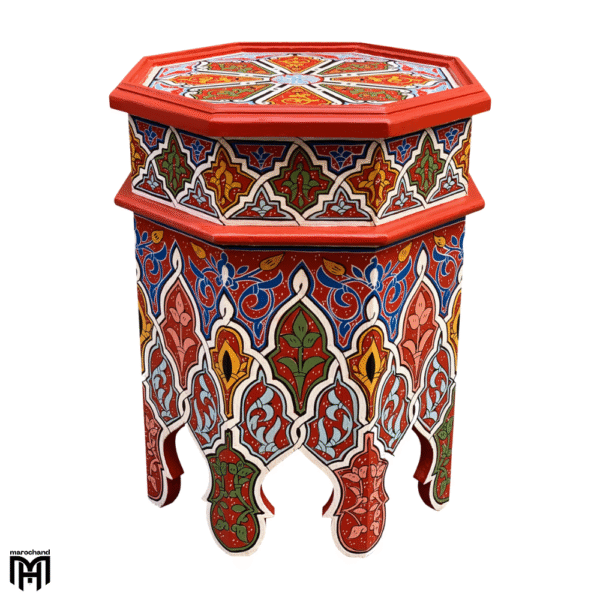 Moroccan HEDIA Hand-Painted Tea Table | Artisan Wood Coffee & Side Table