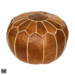 Moroccan KORA-MAR1 Leather Seat Cushion | Cognac Arabian Ottoman & Floor Pouf