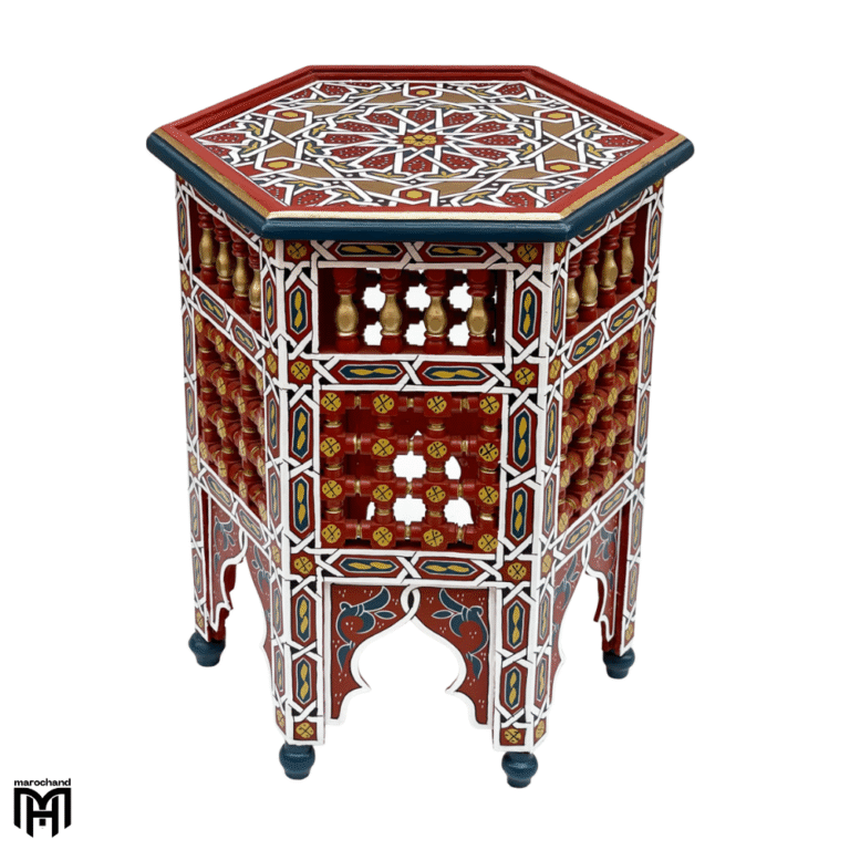 Moroccan Oriental Hand-Painted ROYA Tea Table | Artisan Wood Coffee & Accent Table