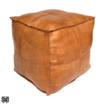 Moroccan MIKAD Floor Cushion | Cognac Leather Pouf & Seat