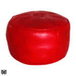Moroccan SALÈ Red Leather Seat Cushion | Handcrafted Pouf & Ottoman