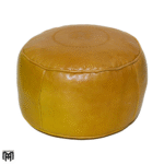 Moroccan Yellow Leather Seat Cushion | SALE Pouf Ottoman & Floor Seat