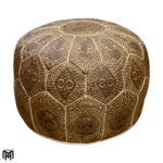Moroccan KAMELLO Oriental Seat Cushion | Round Leather Pouf Ottoman
