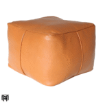 Moroccan CARRE Leather Seat Cushion | Brown Square Pouf Ottoman