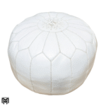 Moroccan RONDA Arabian Seat Cushion | White Leather Pouf