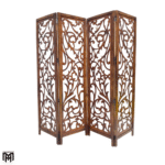 Moroccan Flora Design Wooden Screen | Handcrafted Folding Room Divider Panel