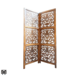 Moroccan Flower Style Wooden Room Divider | Handmade Folding Partition Screen