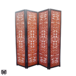 Moroccan Mid Century Mesh Design Wooden Partition | Self-Standing Room Divider