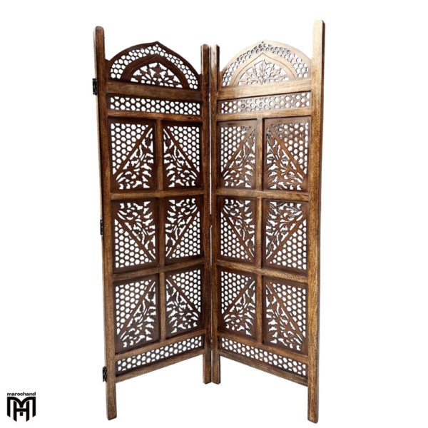 Moroccan Mid Century Wooden Room Divider | Handmade Folding Partition Screen