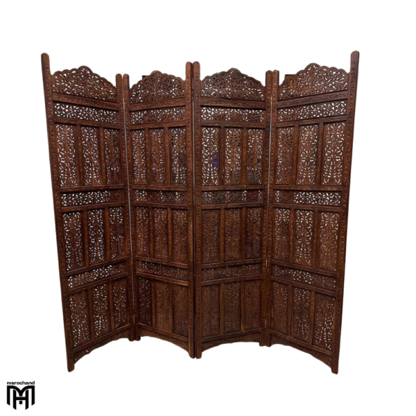 Moroccan Teak Wood Room Divider | Hand-Carved Panel Furniture & Home Decor