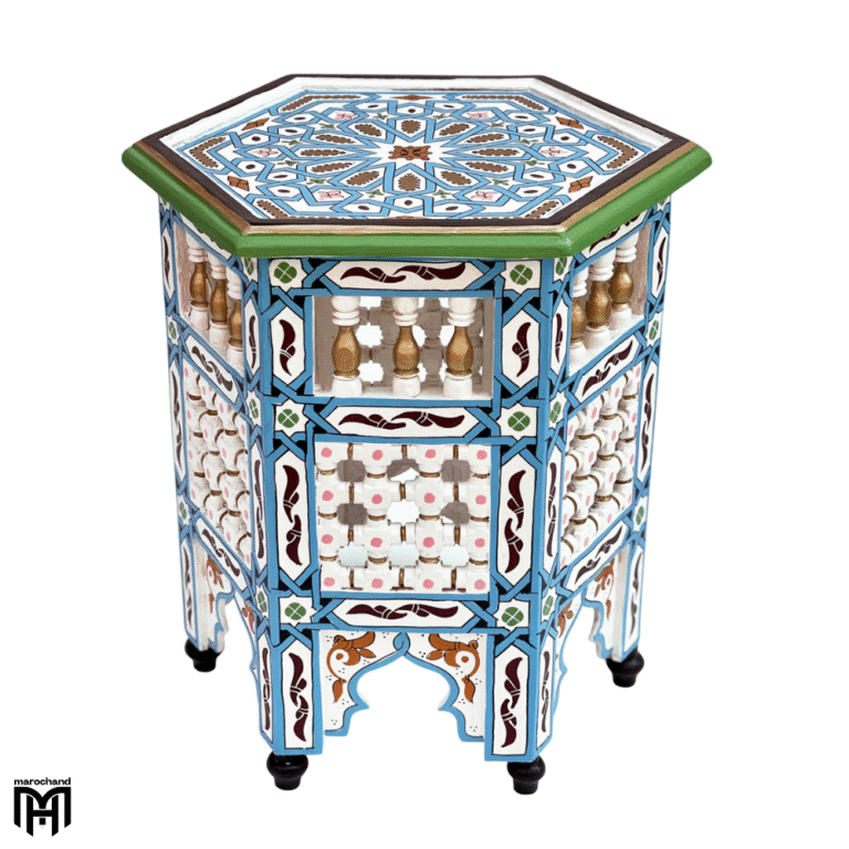 Moroccan Arabic Hand-Painted BYAD Table | Artisan Wood Coffee & Side Table