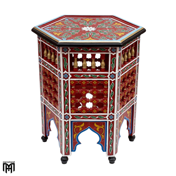 Moroccan Hand-Painted NIHAL Side Table | Artisan Wood Coffee & Accent Table