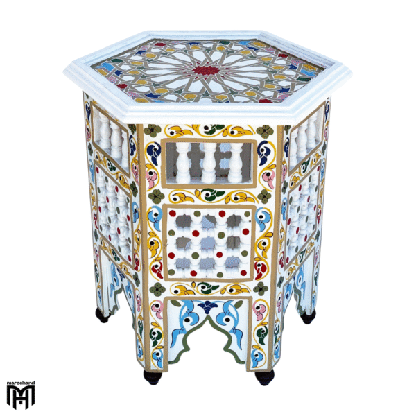 Moroccan Hand-Painted BAIDA-K Side Table | Artisan Wood Coffee & Accent Table