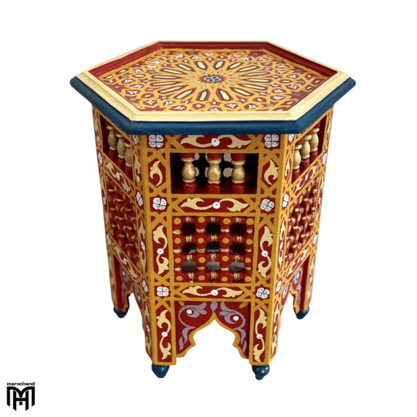 Moroccan Oriental Hand-Painted DAHBI Side Table | Artisan Wood Coffee Table