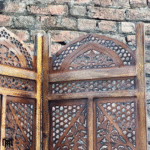 Moroccan Mid Century Wooden Room Divider | Handmade Folding Partition Screen