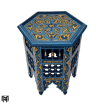 Moroccan Oriental ZARGITA Blue Side Table | Handcrafted Wood Coffee Table