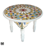 Moroccan Low Mida-W Side Table | Hand-Painted Wood Dining & Coffee Table