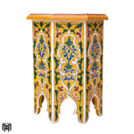 Moroccan KABORI Yellow Side Table | Handcrafted Wood Coffee & Accent Table