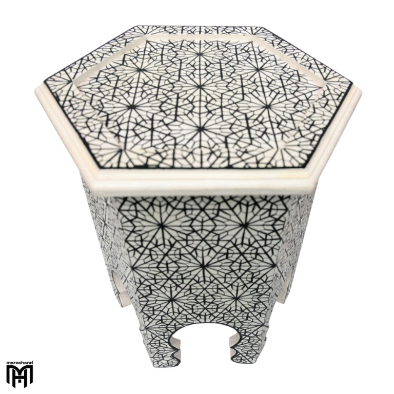 Moroccan ANKABUTA Solid Wood Tea Table | Oriental Hand-Painted Wood Coffee Table