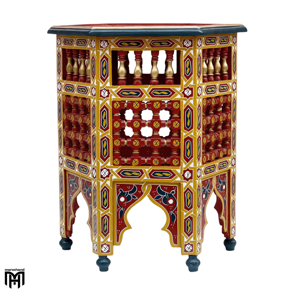 Moroccan Hand-Painted LUJA Side Table | Artisan Wood Coffee & Accent Table