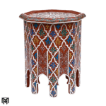 Moroccan SELKAt Hand-Painted Side Table | Artisanal Wood Coffee & Tea Table
