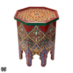 Moroccan Colorful Hand-Painted Side Table | Artisan Wood Coffee & Tea Table