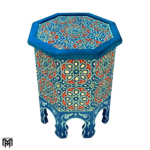 Moroccan NEJIM Blue Hand-Painted Table | Artisan Wood Coffee & Side Table