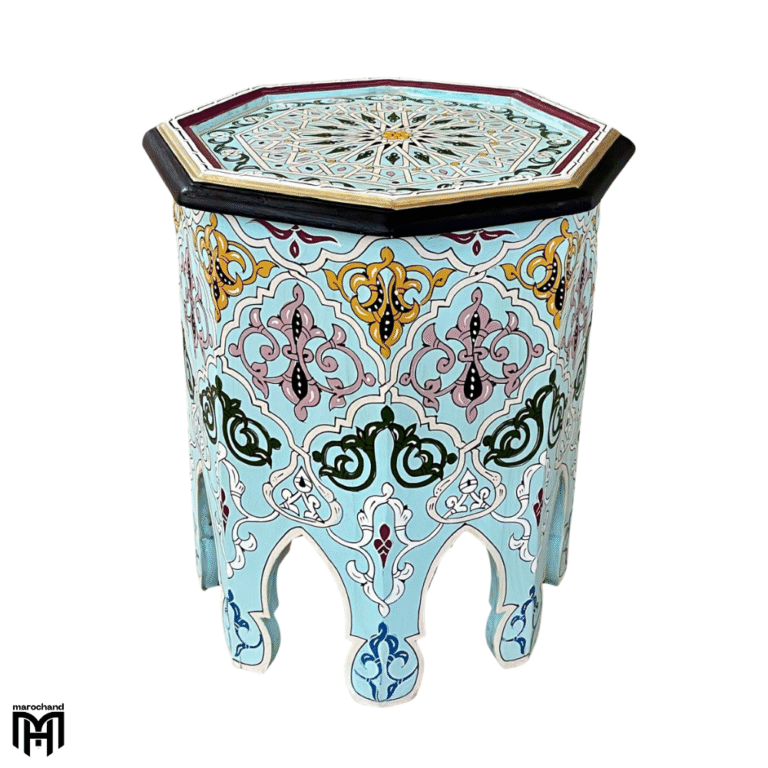Moroccan Soulman Oriental Hand-Painted Table | Artisan Wood Coffee & Side Table