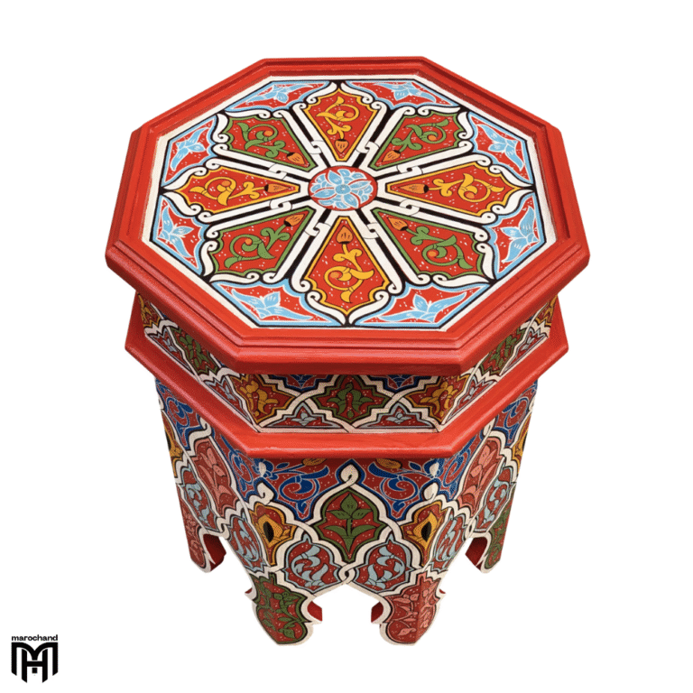 Moroccan HEDIA Hand-Painted Tea Table | Artisan Wood Coffee & Side Table