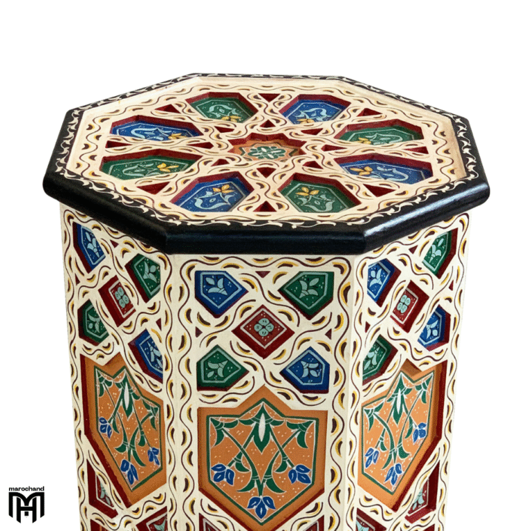 Moroccan ALIYA Colorful Side Table | Hand-Painted Wood Coffee & Tea Table