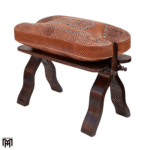 Moroccan RABATI-TARAZ Stool | Cognac Arabian Leather Ottoman & Seat
