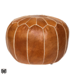 Moroccan KORA-MAR1 Leather Seat Cushion | Cognac Arabian Ottoman & Floor Pouf