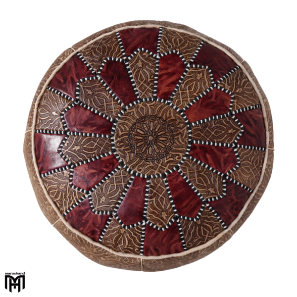 Moroccan SALAM-3 Leather Pouf | Handcrafted Seat Cushion & Ottoman