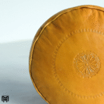 Moroccan Yellow Leather Seat Cushion | SALE Pouf Ottoman & Floor Seat