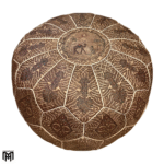 Moroccan KAMELLO Oriental Seat Cushion | Round Leather Pouf Ottoman