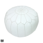 Moroccan RONDA Arabian Seat Cushion | White Leather Pouf