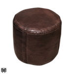 Moroccan Arabian Oriental Leather Seat Cushion | Dark Brown Leather Poufs