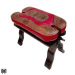 Moroccan RABATI Oriental Stool | Red Mtaraz Leather Poufs Ottoman