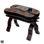 Moroccan RABATI Oriental Stool | Black Mtaraz Leather Poufs Ottoman