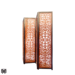 Moroccan Mid Century Mesh Design Wooden Partition | Self-Standing Room Divider