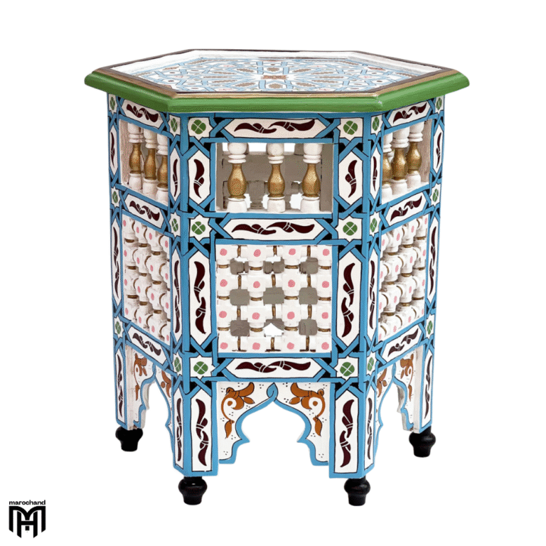 Moroccan Arabic Hand-Painted BYAD Table | Artisan Wood Coffee & Side Table