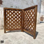 Moroccan Mid-Century Modern Brown Wood Room Divider | Handmade Pet & Baby Partition Screen