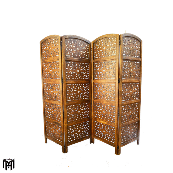Moroccan Mid Century Wooden Room Divider | Handmade Folding Partition Screen