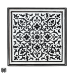 Moroccan Oriental BAHTA Side Table | Black & White Hand-Painted Wood Table