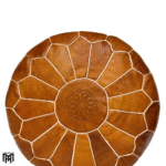 Moroccan KORA-MAR1 Leather Seat Cushion | Cognac Arabian Ottoman & Floor Pouf