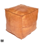 Moroccan MIKAD Floor Cushion | Cognac Leather Pouf & Seat