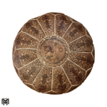 Moroccan KAMELLO Oriental Seat Cushion | Round Leather Pouf Ottoman