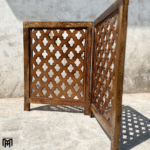 Moroccan Mid-Century Modern Brown Wood Room Divider | Handmade Pet & Baby Partition Screen